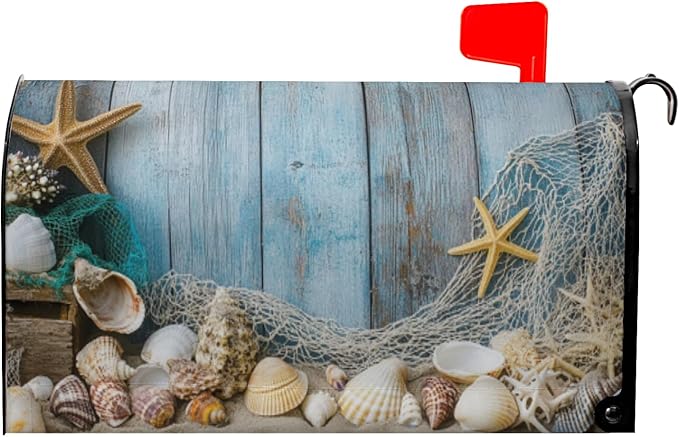 Summer Mailbox Cover Shell Magnetic Mailbox Covers Magnetic Standard Size 21x18 Inch Beach Decorative Mailboxes for Outside Home Farmhouse Garden Decor
