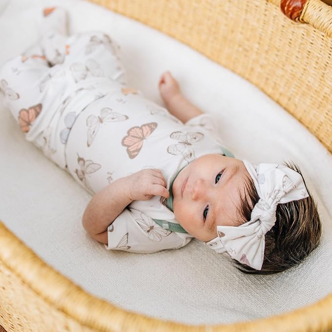 Copper Pearl Baby Stretchy Soft Knit Headband Bow Luna