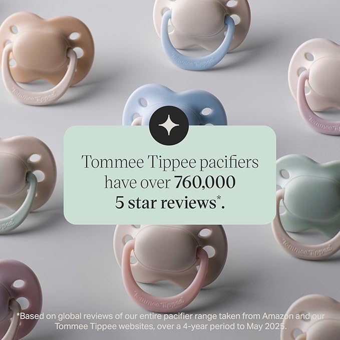 Tommee Tippee Ultimate Fit Newborn Pacifiers, 0-2 Months, Extra Air Holes, Symmetrical Nipple and Shield, 100% BPA Free Silicone, Dishwasher & Sterilizer Safe, Summer Clouds and New Dawn, Pack of 4