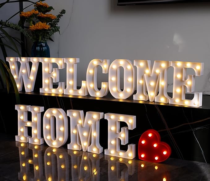 Small Led Marquee Letters, Light Up Letters, 8.58 Inch Led Letter Lights, Battery Powered Lighted Sign for Table, Party, Birthday, Christmas Decor (Letter C)