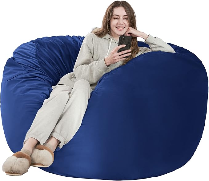 HABUTWAY Bean Bag Chair: Giant 4' Memory Foam Furniture Bean Bag Chairs for Adults with Microfiber Cover 4Ft (Blue)