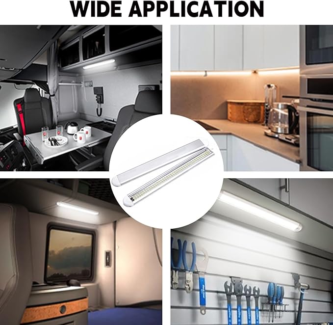 Enclosed Trailer 12v Led Light Bar, 120Leds 1500lm 8W DC 12 Volt Led Strip Lights with On/Off Switch, for Enclosed Cargo Trailer, Car Rv Van Truck Lorry Camper Boat Caravan Motorhome