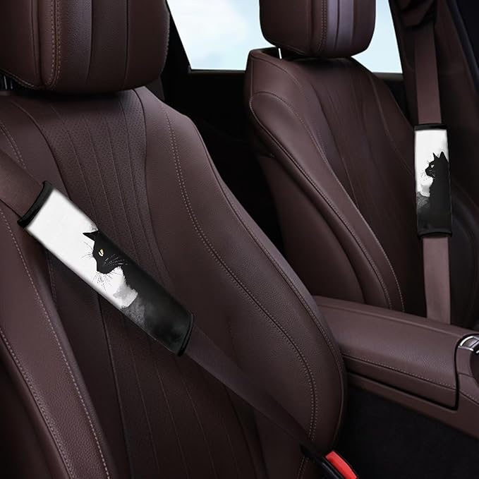 Car Seat Belt Pads Black Cat Automotive Seat Belt Pads Seat Belt Neck Protector Seat Belt Shoulder Pads Car Seat Belt Cover 2 Pack Seat Belt Cover Auto Seat Belt Cover Seatbelt Shoulder Pad