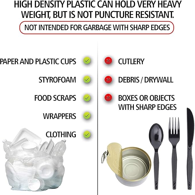 Aluf Plastics High Density Trash Bags, 16 Gallon, 6 Micron,