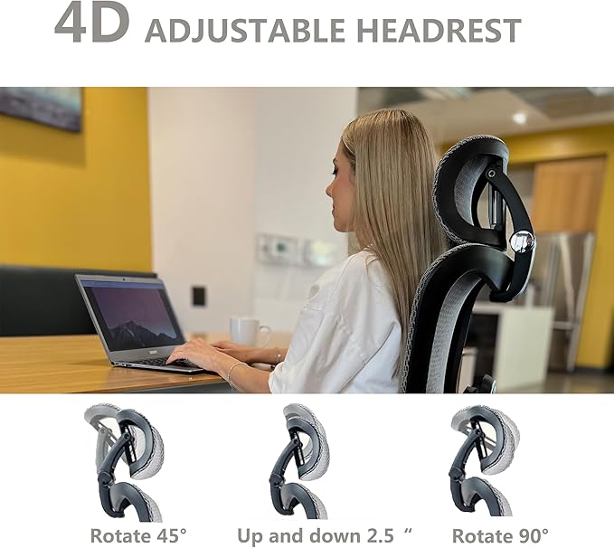 Ergonomic Office Chair, Big and Tall Mesh Home Office Desk Chair with Adjustable Lumbar Support, Gaming Chair with Headrest, 5D Armrest,90-130°Tilt, BIFMA Certified, Model Zen (Grey)