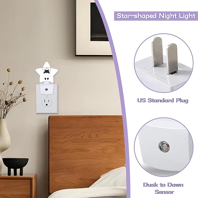 Night Light,Black Cat Night Lights Plug into Wall Decorations for Bedroom Bathroom,Dusk to Dawn Sensor Kitchen Hallway Stairs Energy Efficient Desk Lamp