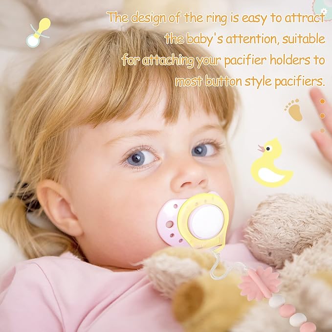 Patelai 15 Pieces Soft Silicone Baby Pacifier Clips Holders Silicone Adapter Rings Holder Baby Nipple Rings Dummy Nipple Holder for Pacifiers(Assorted Colors)
