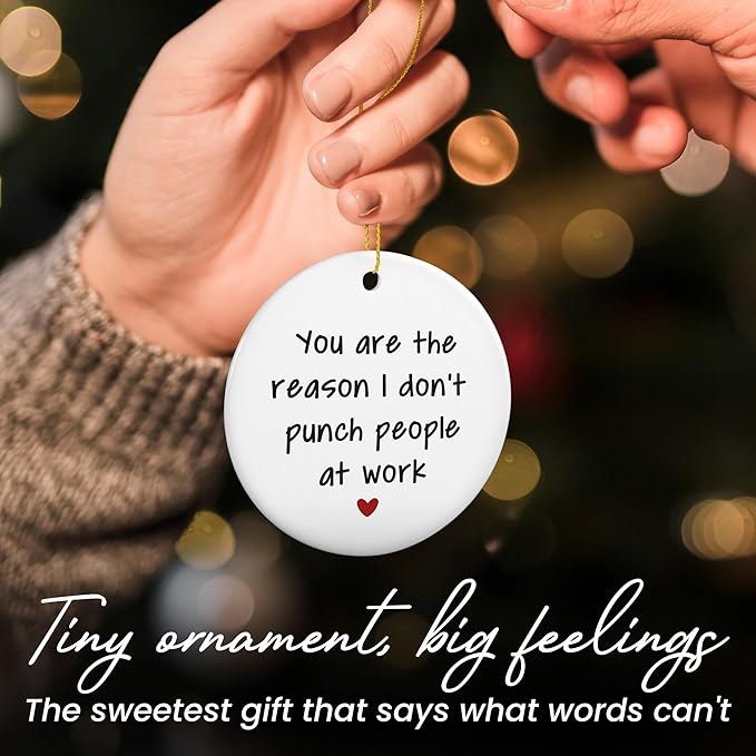 GEEMBI Christmas Ornaments Gifts for Coworkers - Ceramic Christmas Ornaments 2025 for Tree Decorations - Coworker Gifts for Friends Women Men - Funny Office Gift for Coworkers, Xmas Decorations