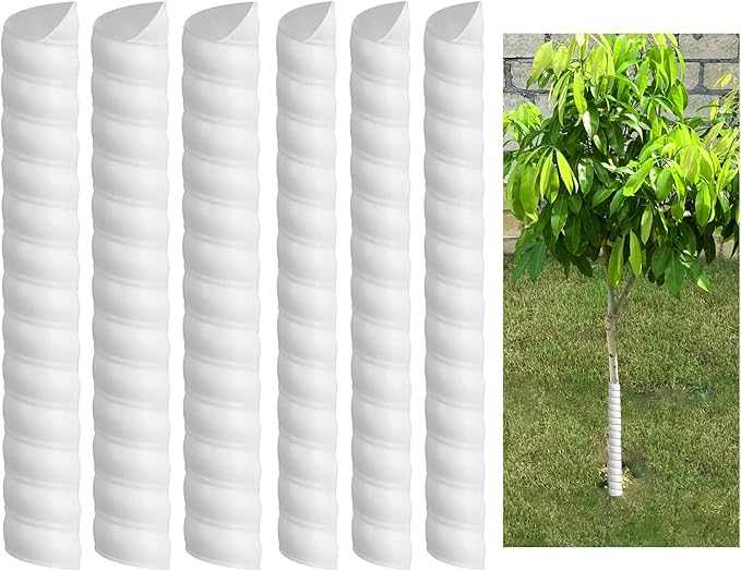 Watayo 6 Pcs Tree Trunk Protector- 2 Size Tree Wraps to Protect Bark- Plastic Spiral Tree Guard- Tree Bark Protector Tube Wraps to Protect Saplings Plants from Deer Rabbit Cats Rodents Mowers