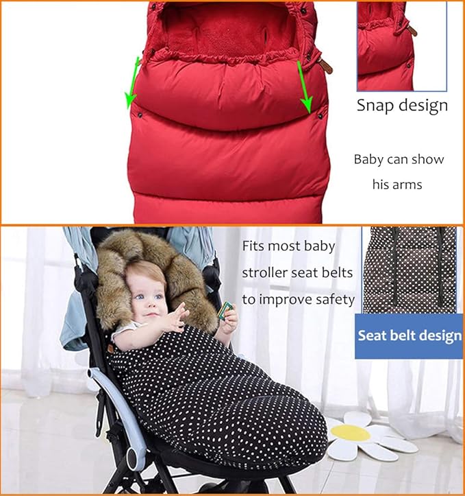 Pram Footmuff,Stroller Padded Footmuff Cover Cosy Toes,Baby Winter Foot Cover,Warmth,Windproof, Waterproof, Cold Resistant, Washable (Flame red)