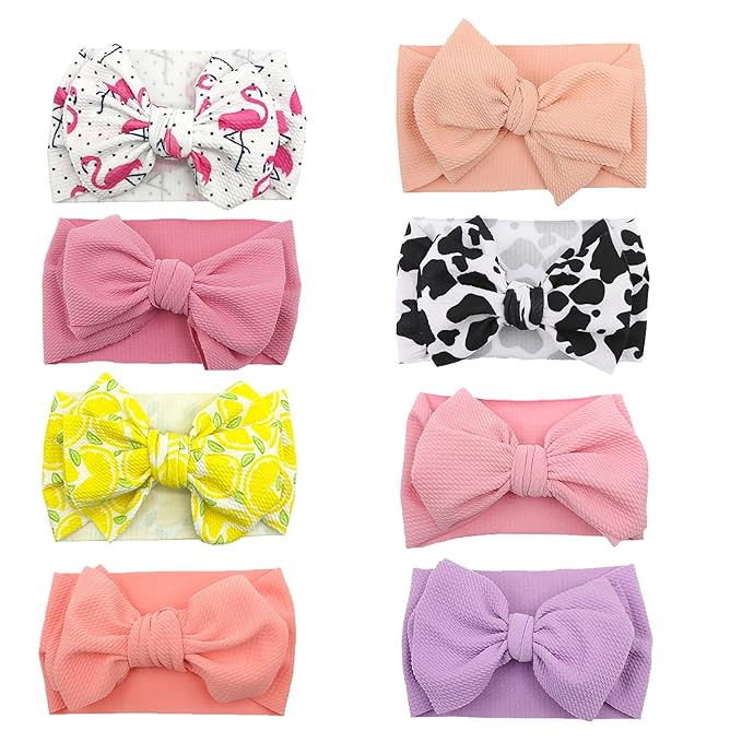 Baby Headbands for Girls Nylon Hair Bows Turban Knotted Headwraps for Newborn Infant Toddlers Kids (PR22-8)