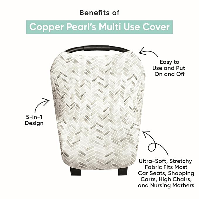 Copper Pearl Multi-Use Cover: Car Seat Covers, Nursing Cover, and Stroller Cover for Sun - Stretchy Fabric, All-Season Use, Stylish Designs, Easy Access for Moms - Emerson