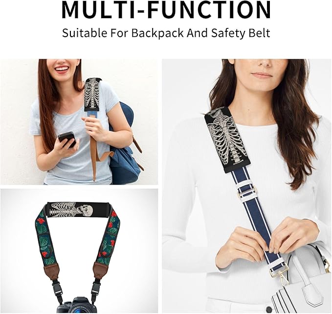 Skeleton Skull Seat Belt Cover Fits Cars Trucks SUV Sedans Air Permeability Car Seatbelt Strap Cover, Auto Interior Accessories Protector