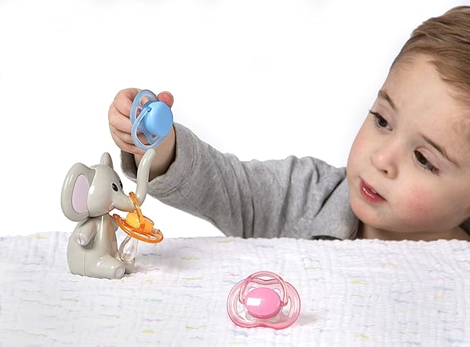 melii Elephant Pacifier Holder – Pacifier Storage – Grey with Grey Ears