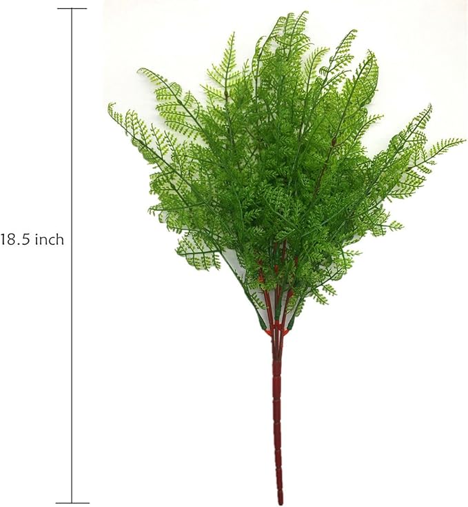 CATTREE Artificial Shrubs Bushes, Plastic Fern Leaves Persian Grass Fake Plants Wedding Indoor Outdoor Home Garden Verandah Kitchen Office Table Centerpieces Arrangements Christmas Decoration 4 pcs