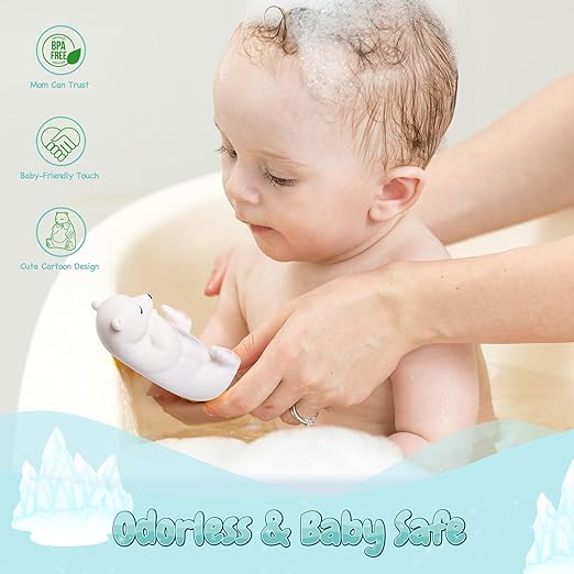 Baby Bath Thermometer for Infants,Cute Polar Bear Digital Bath Thermometer for Baby,Room&Water Temperature Toy