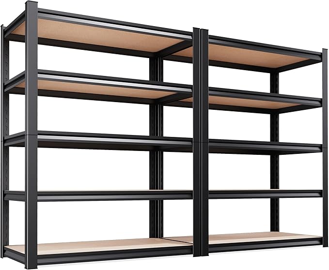 Set of 2 Garage Shelving-2050LBS 5 Tier Storage Shelves,Adjustable Heavy Duty Metal Shelving Unit and Storage Large Rack,Utility Steel Shelf For Shop Warehouse Industrial Pantry Basement 71"x35"x16"