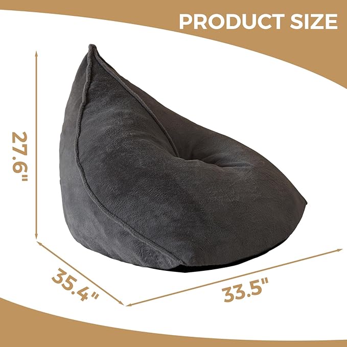 BYBYME Bean Bag Chairs Sherpa Lazy Sofa, Giant Beanbag Chairs for Adults with Stuffed High Density Foam Filling, Comfy Chair for Living Room