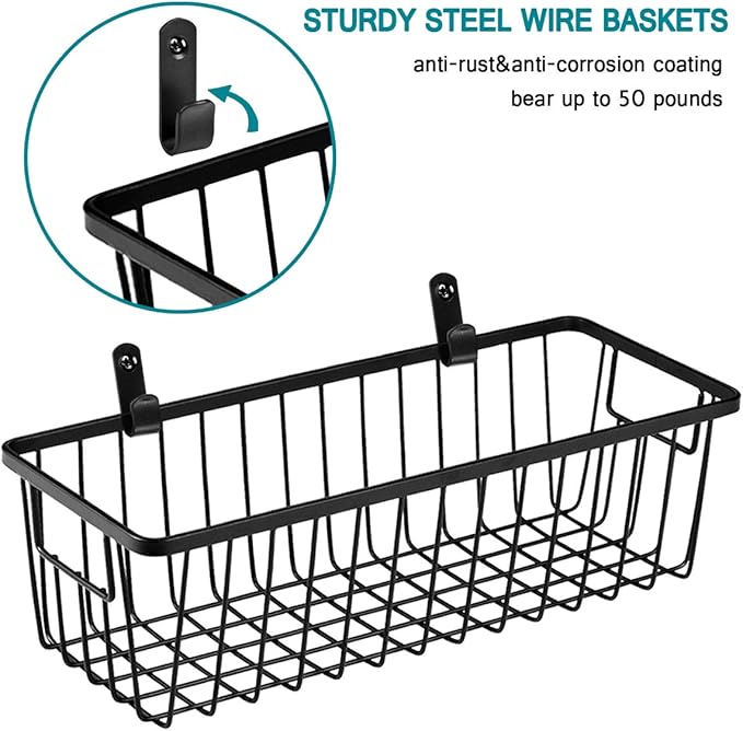 SheeChung Farmhouse Decor Metal Wire Bathroom Storage Organizer Basket Bins