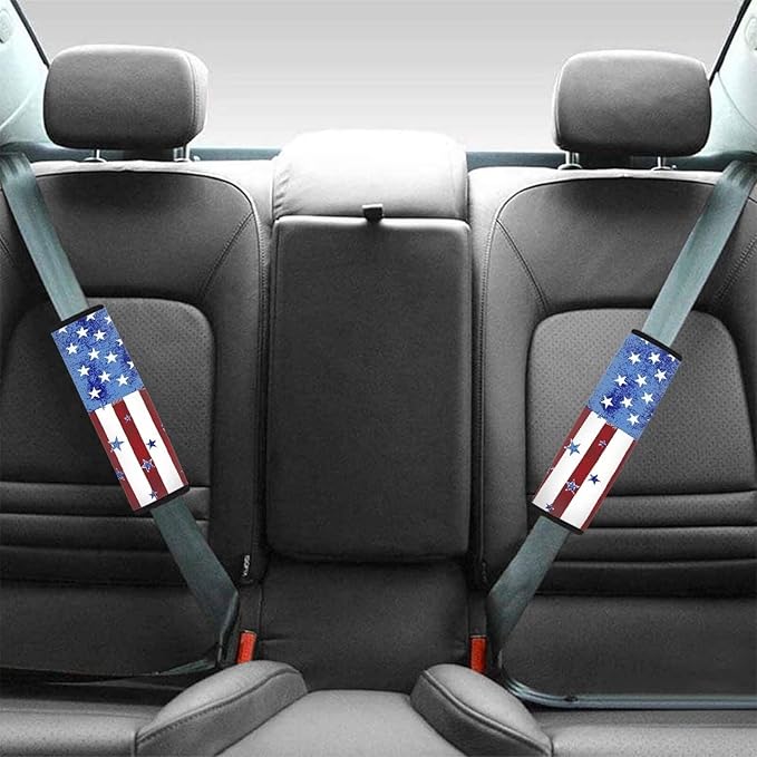 American Flag 2 Pack Seat Belt Cover Car Seat Shoulder Strap Pads Seat Belt Pad Seatbelt Covers Compatible with Most Car Accessories for Women