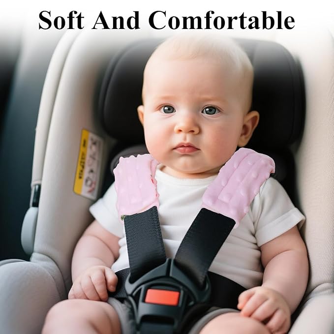 2-Pack Car Seat Strap Covers, Infant Seatbelt Covers, Velvety Soft Double-Sided Use Car Seat Shoulder Strap Pads for Infant Toddler, Colorful Flower