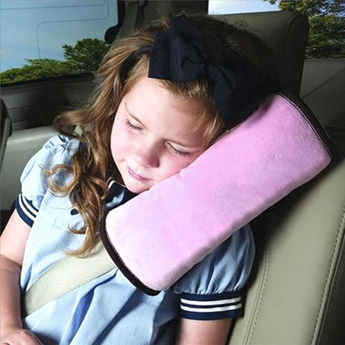 Kids Seatbelt Pillow 2 Packs, Universal Car Seat Belt Pillow Seatbelt Protector Soft Cushion Shoulder Covers Pad Headrest Neck Support Kids for Children and Adult (Pink+Gray)