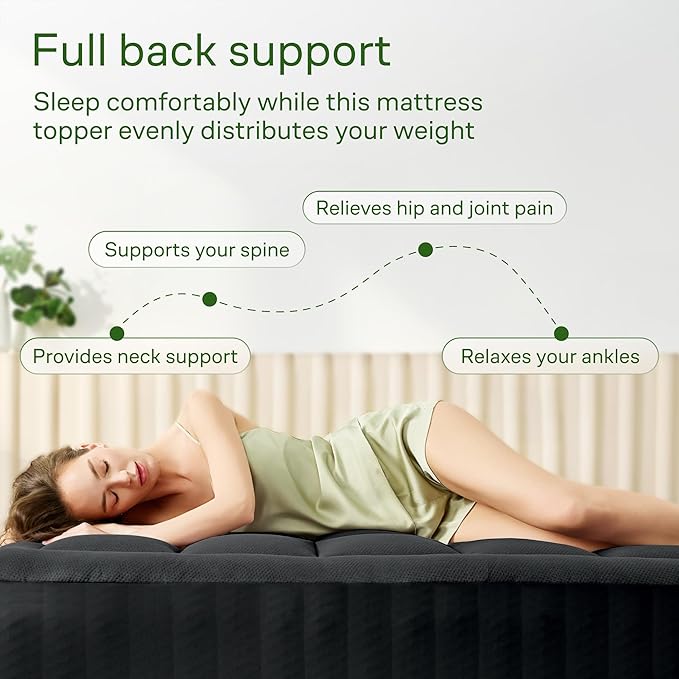 Ultra Soft Twin Size Mattress Topper - Viscose Made from Bamboo Pillow Top Mattress Pad for Back Pain Relief - Naturally Cooling for Hot Sleepers, Black