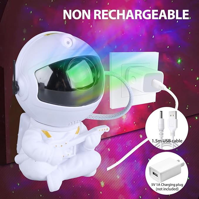 Astronaut Star Projector, Star Projector Galaxy Light for Kids，8 Modes Remote and 270° Adjustable Led Lights for Bedroom, Girls Room Decoration, Home Theater, Ceiling, Timer (White Guitar)