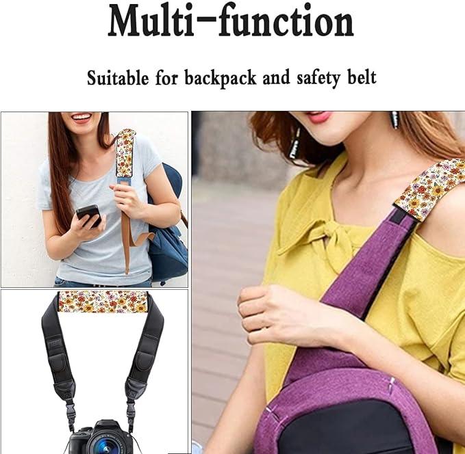 UNICEU Groovy Sunflower Floral Car Interior Safety Shoulder Seatbelt Strap, Soft Neoprene Car Seatbelt Cover for Women Kids Safety Shoulder Strap Pads