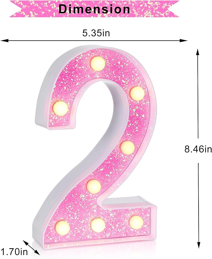 Foaky Pink Light up Letters，Pink Party Decorations,Girls Room Decor,Glitter Marquee Numbers,Alphabet Letter Sign for Night Light Birthday Party Girls Gifts, Home Bar Decoration (2)