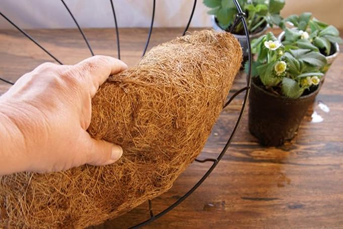 2PCS Round Replacement Coco Liner for Hanging Basket, 12 inch Coconut Fiber Plant Basket Liner for Garden Planter Flower Pot (12 inch Round)