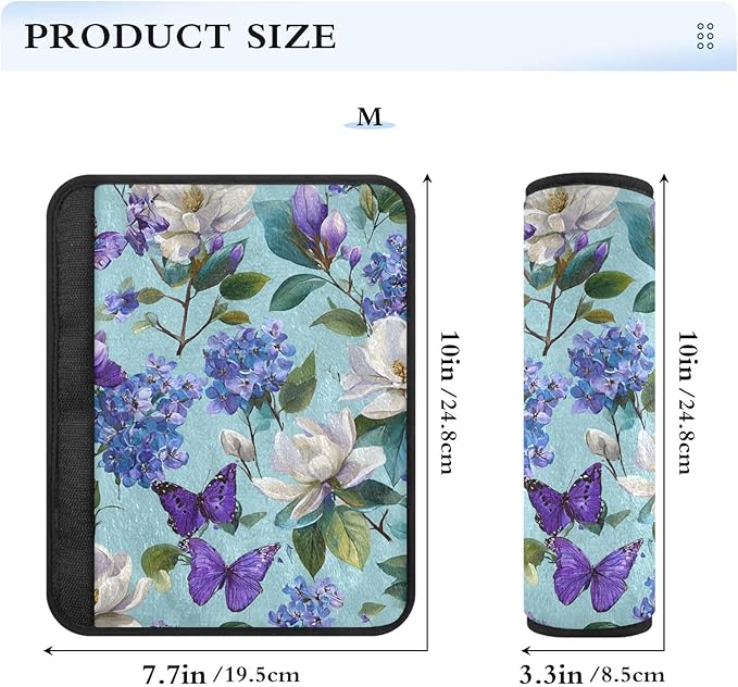 2 Pack Elegant Hydrangeas Magnoli Seatbelt Covers Seat Belt Cover Pad for Adults Boys Girls Car Seat Strap Covers Pads Cushion Universal Shoulder Strap Pad Protector for Backpack Camera Bag 10x7.7Inch