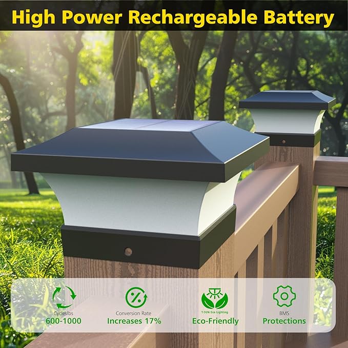 T-SUN 4X4 Post Solar Lights, Outdoor Waterproof RGB Color Changing Light for 4X4 5X5 6X6 Wood/Vinyl/Fence Posts, Deck, Solar Post Lights for Patio Garden Decor or Fence(2 Pack)