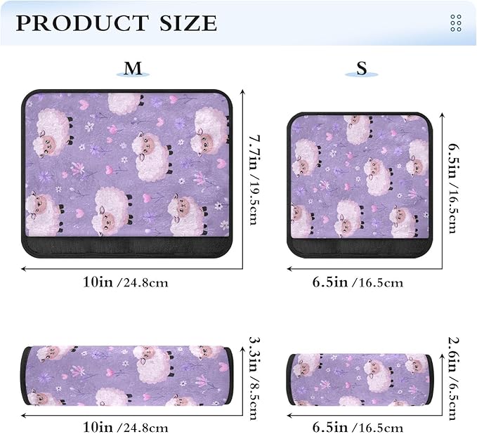 2 Pack Seatbelt Covers Seat Belt Cover Pad for Adults Boys Girls Car Seat Strap Covers Pads Cushion Universal Shoulder Strap Pad Protector for Backpack Camera Bag 10x7.7Inch Purple Cute Floral Sheep