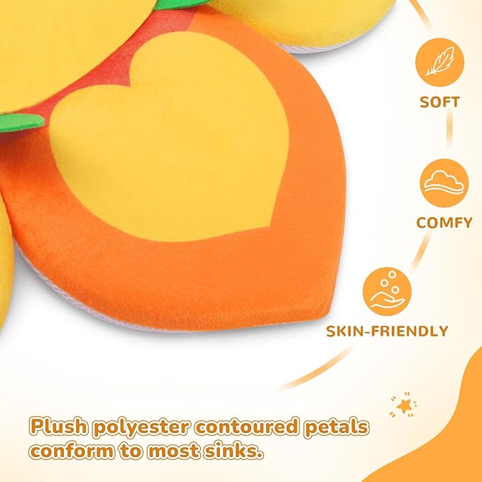 Flower Baby Bath Pad for Infant Bathtub Sink Flower Mat Tub Little Lotus - Petal Soft Supports Lounger Newborn Bathing Insert Seat Baby Essentials, Sunflower