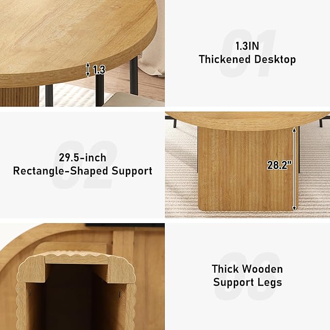 70.8 in Dining Table for 4 5 6 | Modern Natural Rectangular Kitchen Table W/Waterproof Wood Tabletop,Farmhouse Long Dining Room Tables W/Foot Pads&Wood Strip Base for Kitchen Living Room