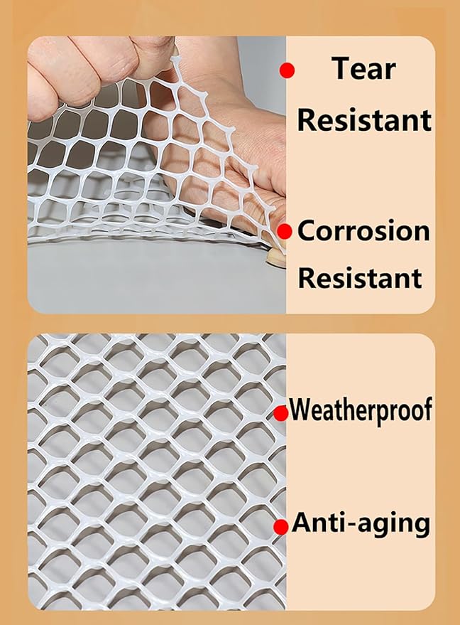 XIFENG Plastic Chicken Wire Mesh Fence Roll, Plastic Fencing Poultry Fencing Netting for Garden Fencing Farm Cats Dogs Rabbit Snake Animal Barrier(Size:0.47''mesh-65'L x 3.3'W Roll,Color:Black)
