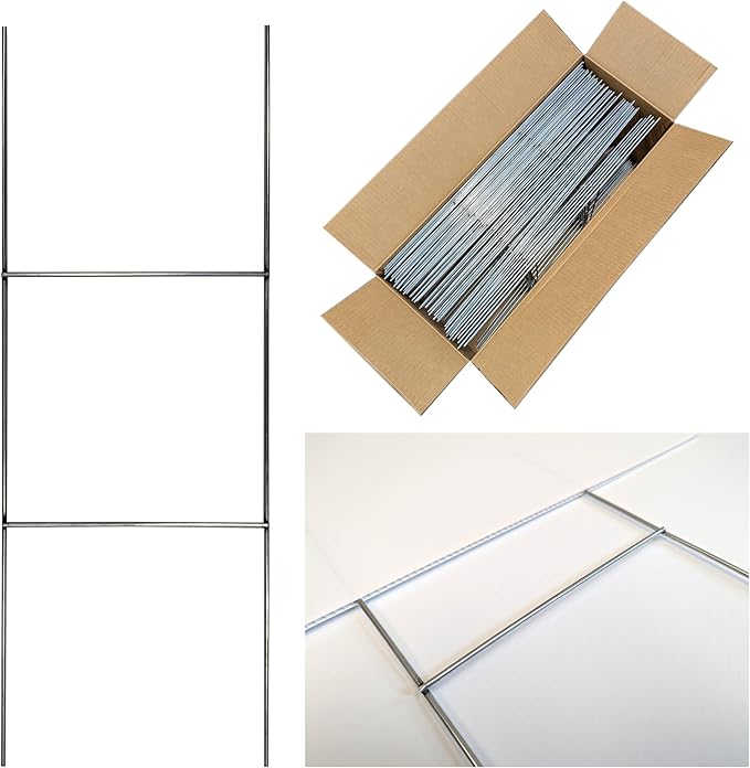 Yard Sign Stakes, 24 inch Standard Size H Stakes, American Made, Overlap Weld for Maximum Strength, Galvanized Steel (50)