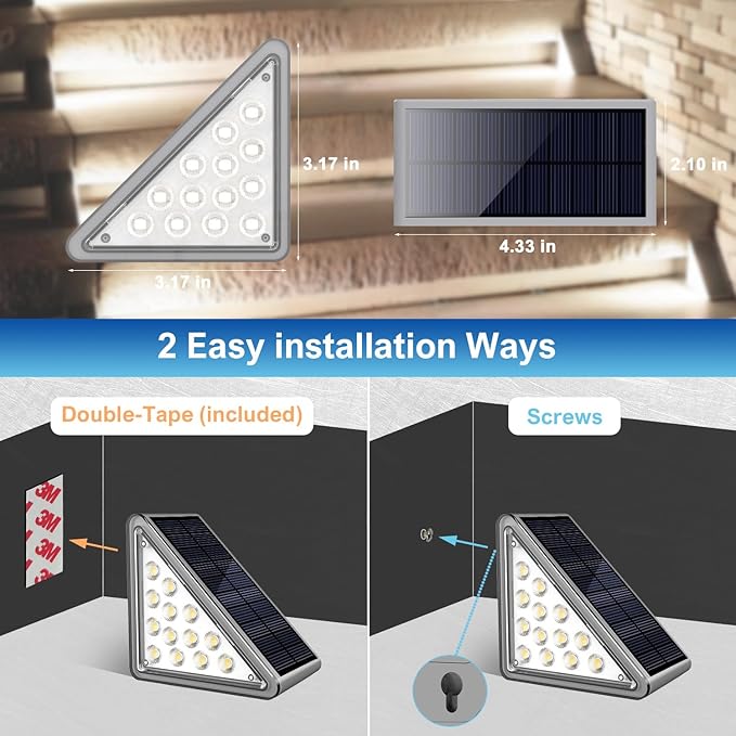 Solar Step Lights Outdoor Waterproof IP65,Cool White Solar Stair Lights, Outdoor Light Decor for Stair, Deck, Step, Porch and Outside Patio, 24 Pack