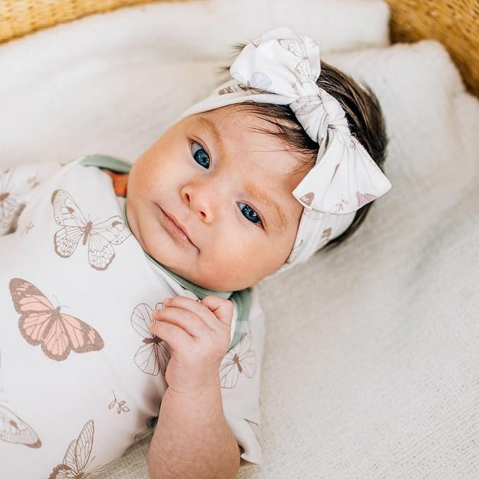 Copper Pearl Baby Stretchy Soft Knit Headband Bow Luna