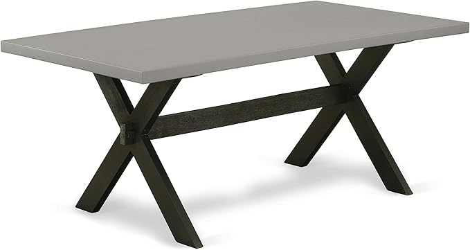 East West Furniture X697FL624-5 5 Piece Kitchen Table & Chairs Set Includes a Rectangle Dining Table with X-Legs and 4 Black Linen Fabric Parson Dining Chairs, 40x72 Inch, Multi-Color