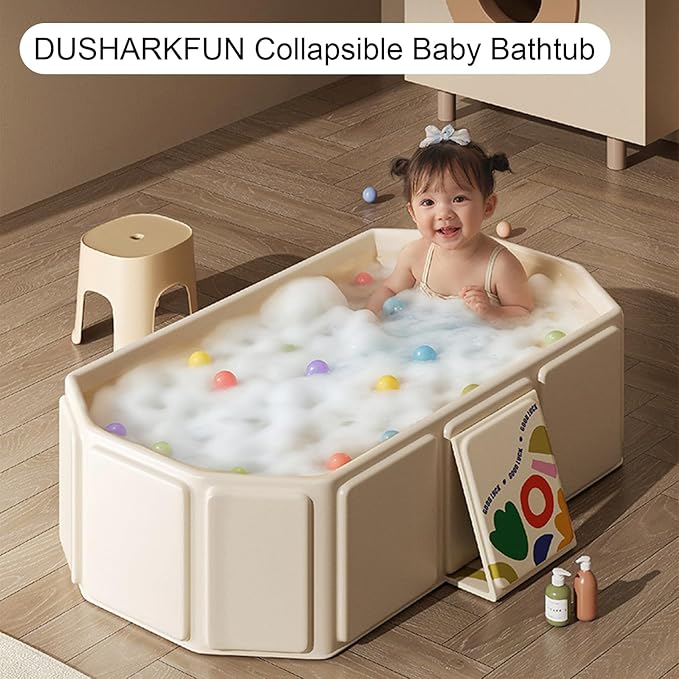 Collapsible Baby Bathtub, Portable & Foldable Bathtub for Newborns to Toddlers, Easy to Store, Lightweight for Home & Travel, SpaceSaver Baby Tubs for Kids