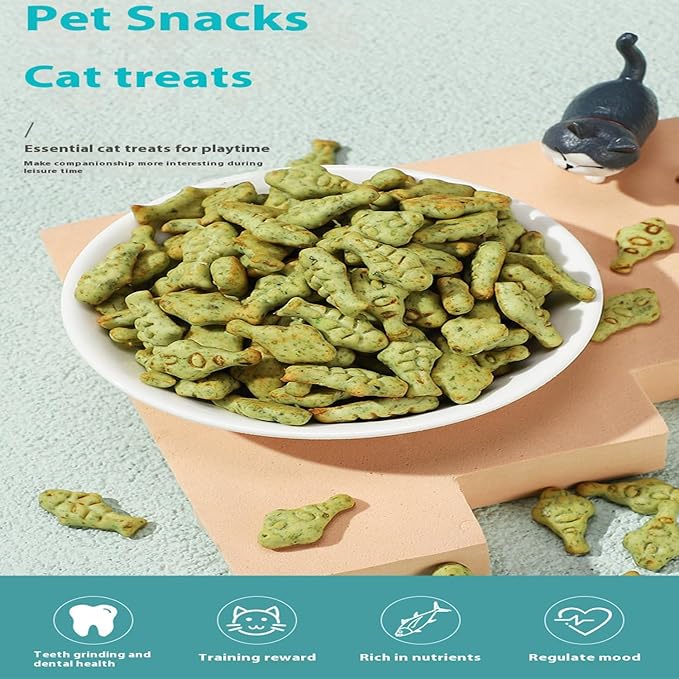 Feline Grass Treats, Cat Grass Treats for Indoor Cats, Lickable Cat Treat Hairball Control, Crunchy Training Biscuits for Cats Supports Skin & Coat