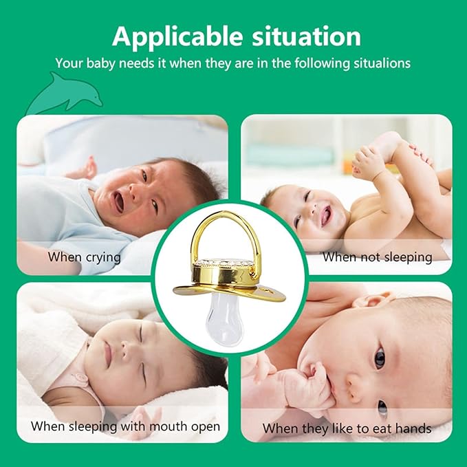 Personalized Golden Letter Baby Pacifier with Clips, Anti-Dust Cover, Letter for Newborn Photography, Baby Shower