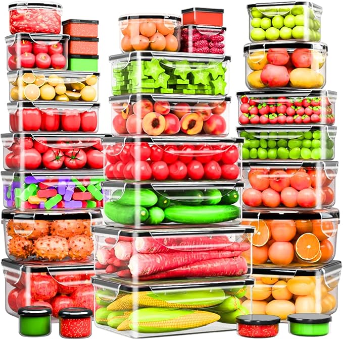 62 Pcs Large Food Storage Containers