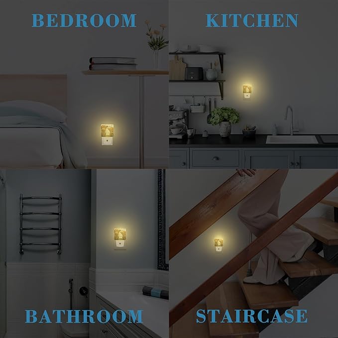 Highland Cows Night Light with Dusk to Dawn Sensor for Kid Girls Boys Women Men Room Decor, Hallway, Kitchen, Bathroom, Nursery, Stairs
