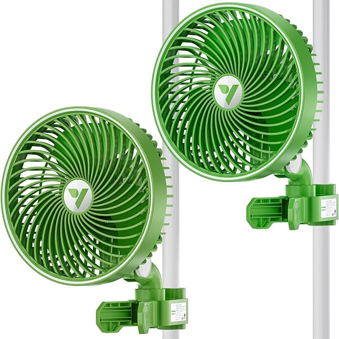 VIVOSUN 2-Pack AeroWave E6 Grow Tent Fan 6”, EC Motor, Smart Wifi Control, US Patented Auto Oscillating Clip fan, Weatherproof IP-54, Strong Airflow but Quiet for Hydroponic Ventilation Circulation