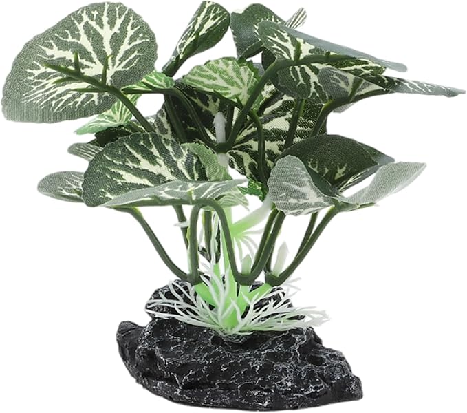 Aquarium Plastic Plants, Silk Aquarium Plants, Silk Plants for Betta Fish Tank, Plastic Plant Decoration for Aquarium, Green, Round Leaves, 3.94" Tall