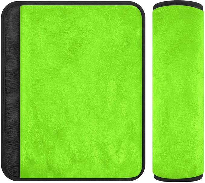 ODAWA Lawn Green Car Seat Belt Pads, 2 Pack Seat Belt Cushion Shoulder Strap Protector to Release Stress to Your Neck and Shoulder for Safety Driving 6.5 x 6.5 in