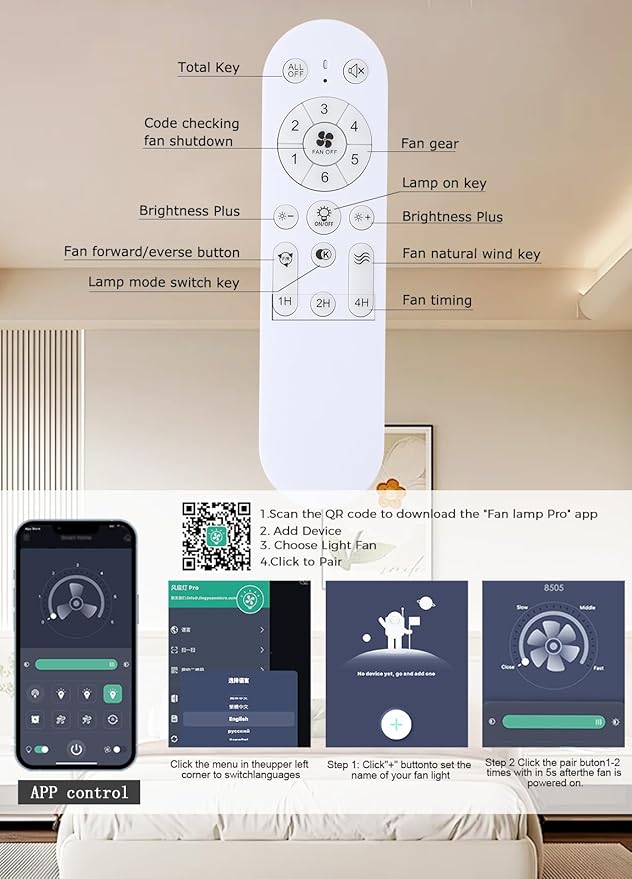 JSAITEE 52Inch Ceiling Fan with Lights and Remotes, Modern Low Profile Flush Mount Ceiling Fans,DC Reversible Motor, 3CCT Dimmable,Noiseless,Dual Finish, White 6 Speeds Ceiling Fan for Indoor/Outdoor